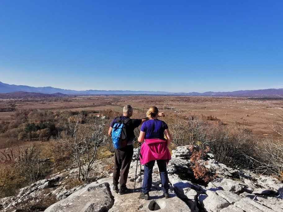 Woman and man hiking